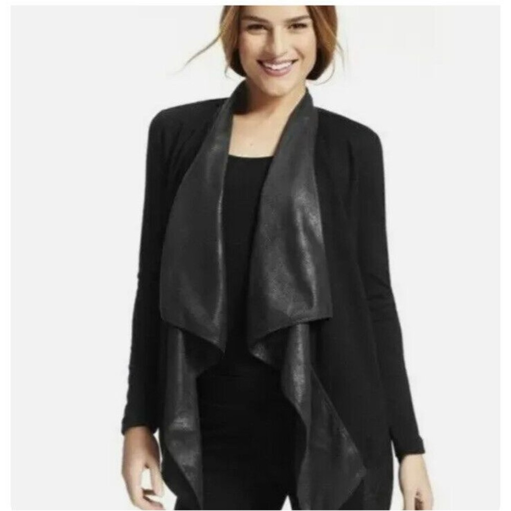 Cabi Women's Black‎ "Owens Cascading Open Front Cardigan" Jacket Size Medium